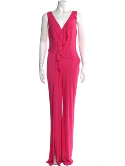 Pre-owned Clips V-neck Jumpsuit In Blue
