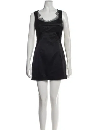 Pre-owned Clips V-neck Mini Dress In Black