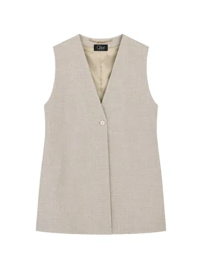 Clips V-neck Single-breasted Waistcoat In Neutral