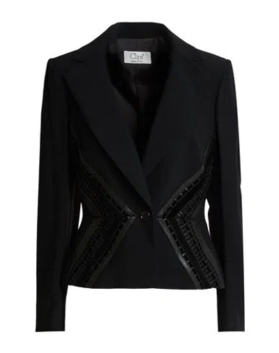 Clips Woman Blazer Midnight Blue Size 8 Acetate, Viscose, Leather In Animal Print