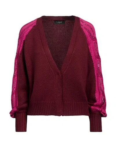 Clips Woman Cardigan Burgundy Size 8 Wool, Acrylic In Red