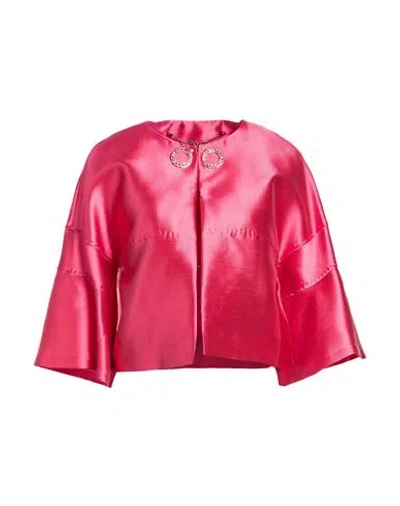 Clips Woman Jacket Fuchsia Size 12 Polyester, Silk In Pink