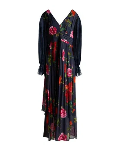 Clips Woman Maxi Dress Navy Blue Size 10 Viscose, Polyamide In Navy Blue