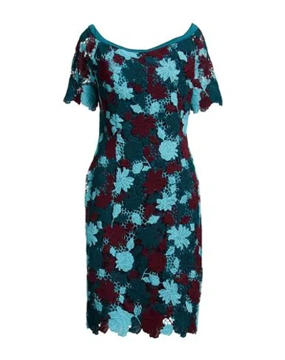 Clips Woman Midi Dress Deep Teal Size 10 Wool, Acrylic, Polyester In Blue