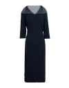 Clips Woman Midi Dress Navy Size 12 Viscose, Acetate, Elastane In Blue