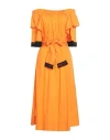 CLIPS CLIPS WOMAN MIDI DRESS ORANGE SIZE 10 COTTON, POLYAMIDE, ELASTANE