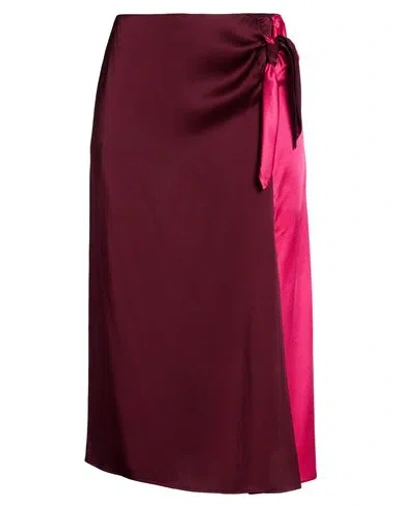 Clips Woman Midi Skirt Burgundy Size 16 Acetate, Viscose In Red