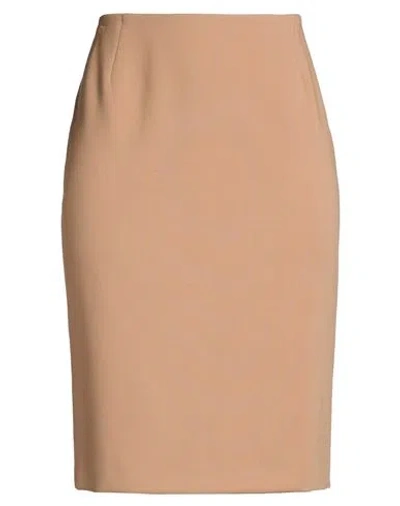Clips Woman Midi Skirt Camel Size 12 Polyester, Viscose, Elastane In Brown