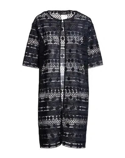 Clips Woman Overcoat & Trench Coat Midnight Blue Size 8 Polyester In Black