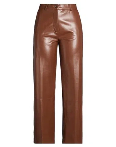 Clips Woman Pants Brown Size 10 Polyester, Polyurethane