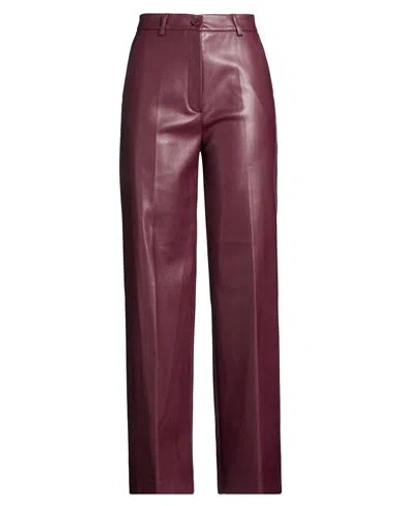 Clips Woman Pants Plum Size 10 Polyester In Burgundy