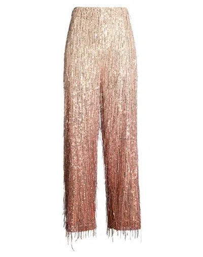 Clips Woman Pants Rose Gold Size 8 Polyester, Elastane In Brown