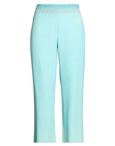 Clips Woman Pants Turquoise Size 10 Acetate, Viscose In Blue