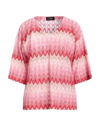 Clips Woman Sweater Pink Size Xl Cotton, Polyester, Metallic Fiber
