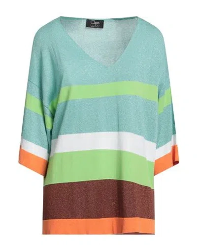 Clips Woman Sweater Turquoise Size L Viscose, Polyamide, Elastane In Blue