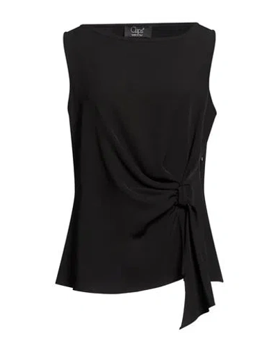 Clips Woman Top Black Size 10 Polyester, Elastane