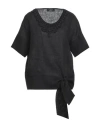 Clips Woman Blouse Black Size 6 Linen In Black