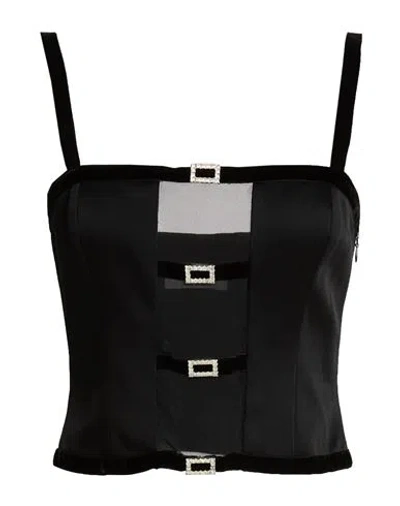 Clips Woman Top Black Size 6 Acetate, Viscose
