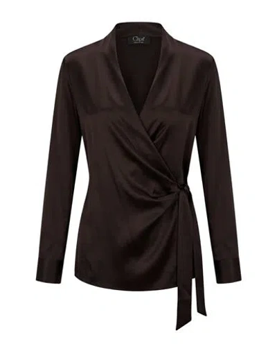 Clips Woman Top Chocolate Brown Size 4 Acetate, Viscose