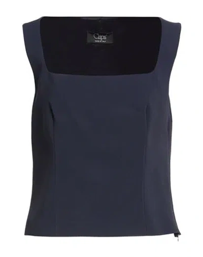 Clips Woman Top Midnight Blue Size 12 Viscose, Acetate, Elastane In Black