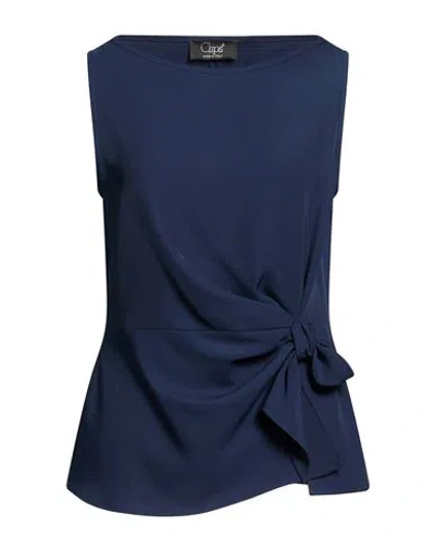 Clips Woman Top Navy Size 6 Polyester, Elastane In Blue