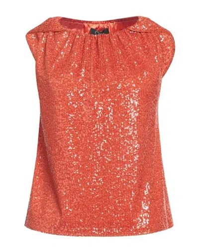 Clips Woman Top Orange Size L Polyester, Elastane