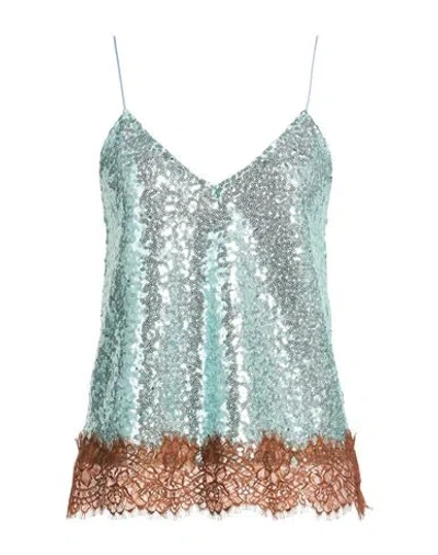 Clips Woman Top Sky Blue Size M Polyester, Elastane, Cotton