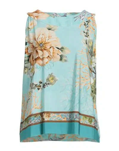 Clips Woman Top Turquoise Size M Viscose, Elastane In Blue
