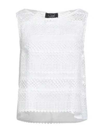 Clips Woman Top White Size 8 Polyester