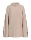 Clips Woman Turtleneck Beige Size 8 Wool, Polyamide
