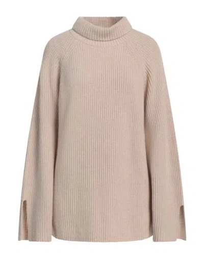 Clips Woman Turtleneck Beige Size 8 Wool, Polyamide