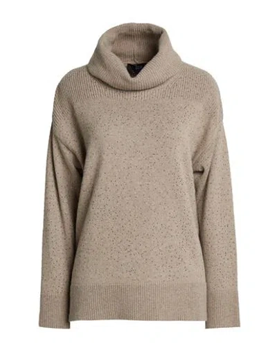 Clips Woman Turtleneck Taupe Size M Wool, Viscose, Polyamide, Cashmere In Brown