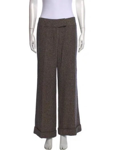 Pre-owned Clips Wool Wide Leg Pants In Brown