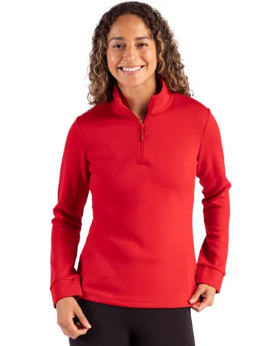 Clique Haven Recycled Womens Quarter Zip Sweatshirt In Red