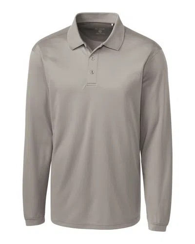 Clique Ice Pique Mens Long Sleeve Tech Polo In Silver
