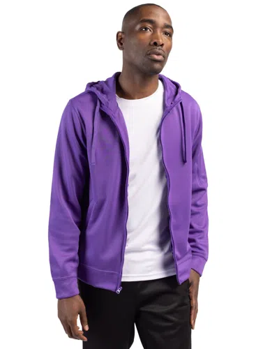 Clique Lift Eco Performance Full Zip Unisex Hoodie Sweatshirt In Purple