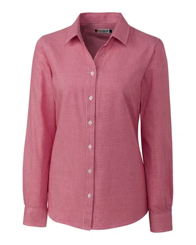 Clique L/s Granna Stain Resistant Houndstooth In Red