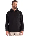 Clique Powder Recycled Fleece Mens Half Zip Hooded Pullover In Black
