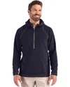 Clique Powder Recycled Fleece Mens Half Zip Hooded Pullover In Blue
