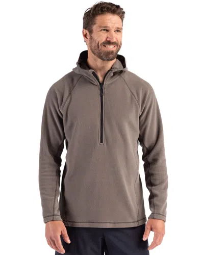 Clique Powder Recycled Fleece Mens Half Zip Hooded Pullover In Brown