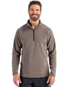 Clique Powder Recycled Fleece Mens Half Zip Hooded Pullover In Brown