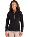 Clique Powder Recycled Fleece Womens Half Zip Hooded Pullover In Black