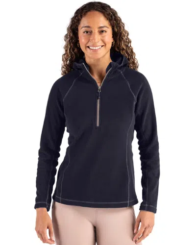 Clique Powder Recycled Fleece Womens Half Zip Hooded Pullover In Blue