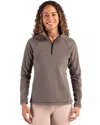 Clique Powder Recycled Fleece Womens Half Zip Hooded Pullover In Gray