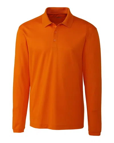 Clique Spin Eco Performance Pique Long Sleeve Mens Polo In Orange