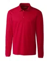 Clique Spin Eco Performance Pique Long Sleeve Mens Polo In Red