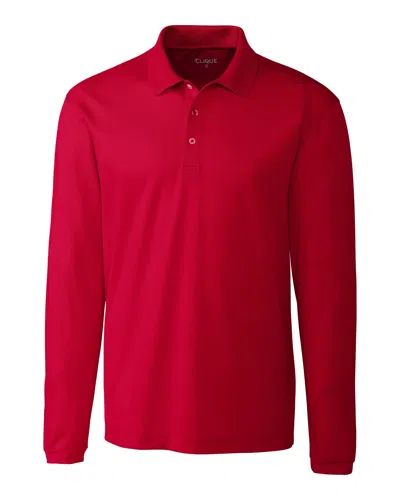 Clique Spin Eco Performance Pique Long Sleeve Mens Polo In Red