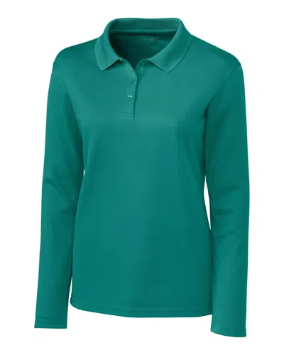 Clique Spin Eco Performance Pique Long Sleeve Womens Polo In Blue