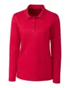 Clique Spin Eco Performance Pique Long Sleeve Womens Polo In Red