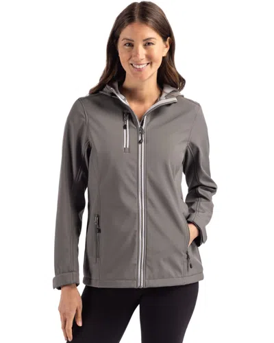 Clique Telemark Eco Stretch Softshell Full Zip Womens Hooded Jacket In Gray